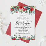 Watercolor Winter Blooms Floral Bat Mitzvah<br><div class="desc">Invite family and friends with this customisable Bat Mitzvah invitation. It features watercolour garlands of red roses, winterberries and poinsettia flowers with pinecones and greenery accents. Personalise by adding names, date, time, venue and other event details. This winter floral invitation is perfect for winter Bat Mitzvahs. Matching items are available....</div>