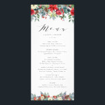 Watercolor Winter Blooms Garland Wedding Menu Card<br><div class="desc">Add a winter accent to your event's tablescape with these customisable menu cards. They feature a watercolour floral garland featuring poinsettia flowers, red roses, pinecones, and greenery. Personalise by adding names and other menu details. These watercolor menu cards are perfect for winter weddings, bridal showers, baby showers, birthdays, and more....</div>
