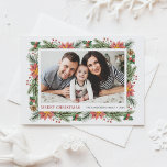 Watercolor Winter Botanicals Merry Christmas Photo Holiday Postcard<br><div class="desc">Merry Christmas! Send your holiday wishes and greetings to family and friends with this customizable floral Christmas photo postcard. It features watercolor pinecones,  pine needles,  hollies,  berries and poinsettia. Personalize by adding names,  message and a horizontal photo. This vintage floral holiday photo postcard is available in other cardstock.</div>