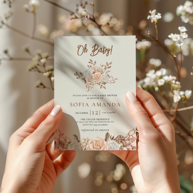 Watercolor Winter Bouquet Baby Shower Invitation (Creator Uploaded)