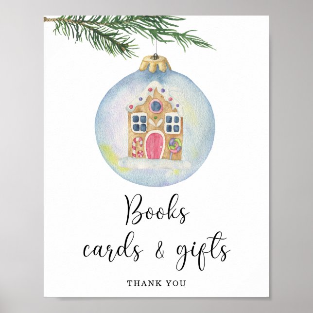 Watercolor winter branch - books cards and gifts poster (Front)