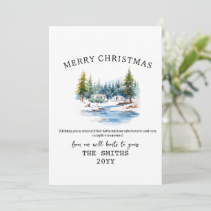 Watercolor Winter Camping Forest Outdoor Christmas Holiday Card