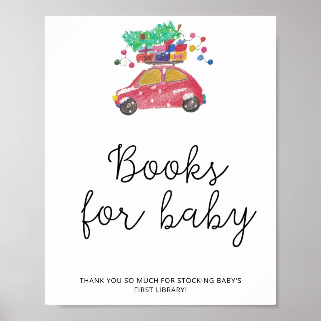 Watercolor winter car books for baby poster (Front)