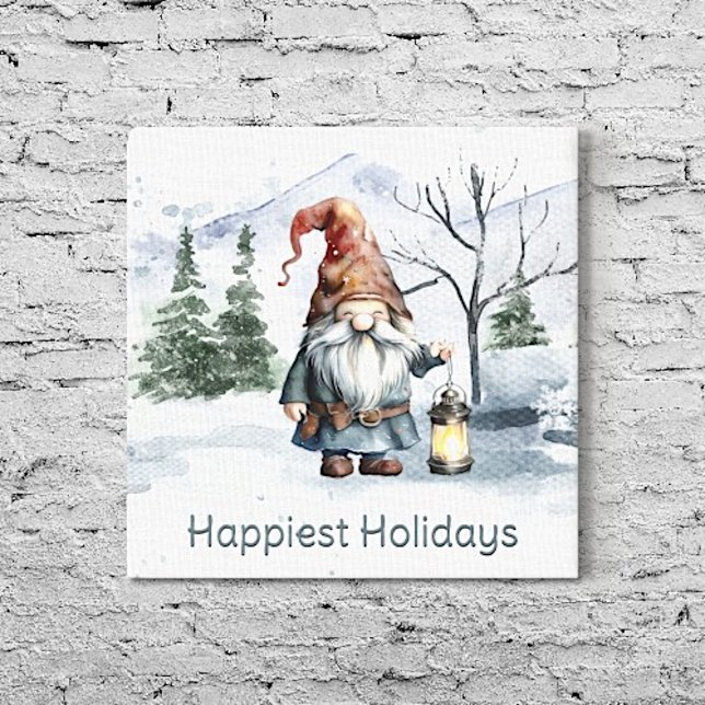 Watercolor Winter Christmas Gnome Canvas Print (Watercolor Winter Christmas Gnome Canvas Print)