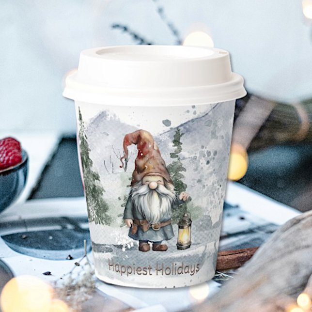 Watercolor Winter Christmas Gnome Paper Cups (Watercolor Winter Christmas Gnome Paper Cups)