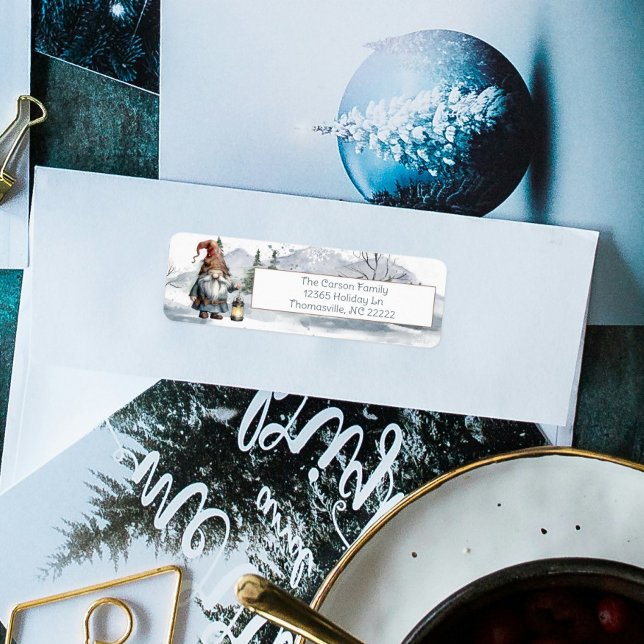 Watercolor Winter Christmas Gnome Personalised (Watercolor Winter Christmas Gnome Personalized Address Label)