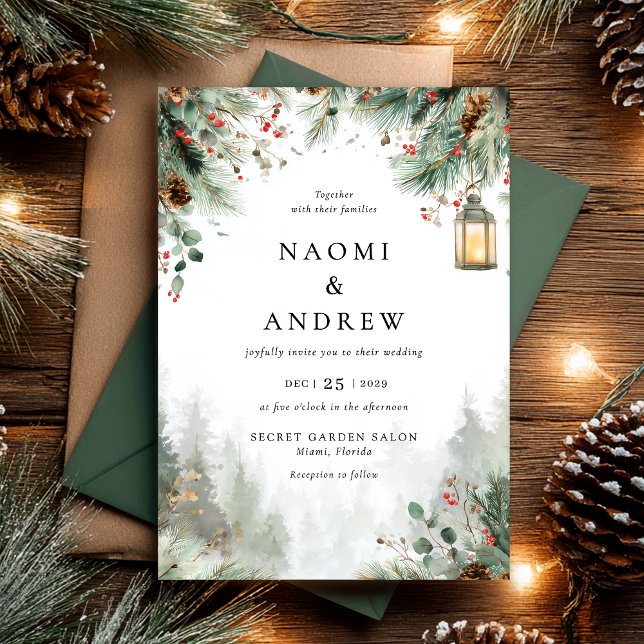 Watercolor Winter Christmas Wedding Invitation (Creator Uploaded)