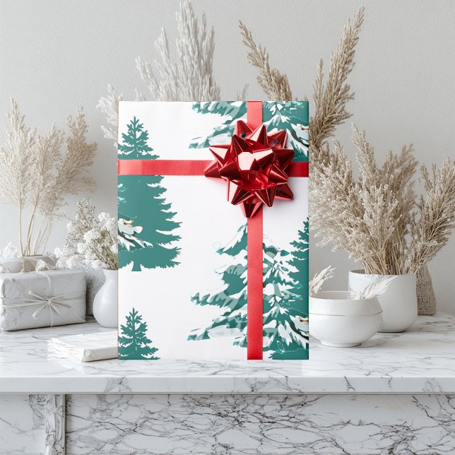 Watercolor Winter Christmas Woodland Trees Wrapping Paper (Watercolor Winter Christmas Woodland Trees Wrapping Paper)
