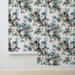 Watercolor Winter Cotton Pine Christmas  Wallpaper<br><div class="desc">This design may be personalised by choosing the Edit Design option. You may also transfer onto other items. Contact me at colorflowcreations@gmail.com or use the chat option at the top of the page if you wish to have this design on another product or need assistance with this design. I am...</div>