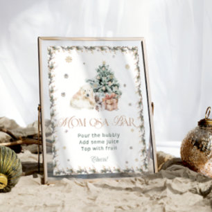 Watercolor Winter Cute Polar Bear Mum-osa Bar Poster