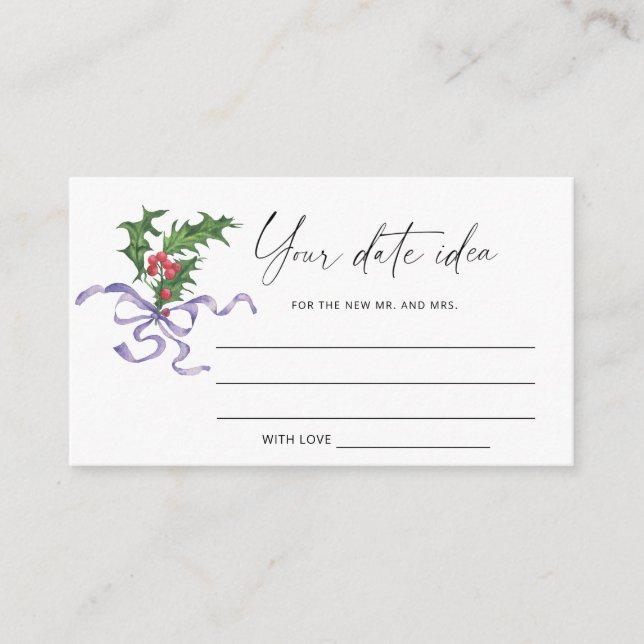 Watercolor winter Date night ideas \ Date jar Enclosure Card (Front)