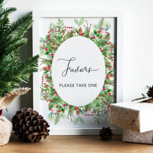 Watercolor winter evergreen Favours sing poster