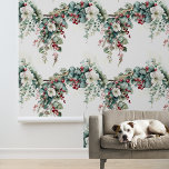 Watercolor Winter Floral Flower Christmas  Wallpaper<br><div class="desc">This design may be personalised by choosing the Edit Design option. You may also transfer onto other items. Contact me at colorflowcreations@gmail.com or use the chat option at the top of the page if you wish to have this design on another product or need assistance with this design. I am...</div>