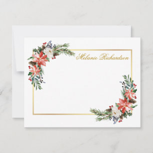 Watercolor Winter Floral Personalised Gold Card