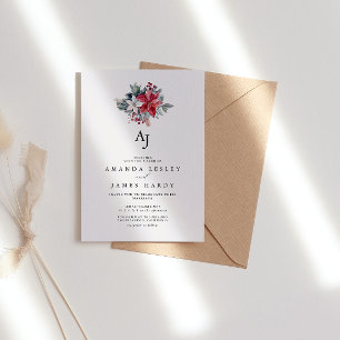 Watercolor Winter Flower Christmas Wedding Party Invitation
