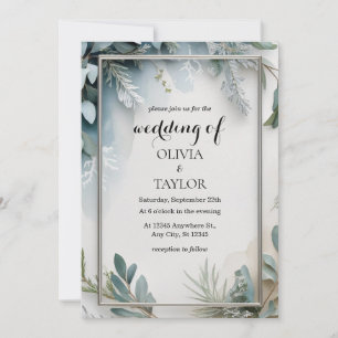 Watercolor Winter Foliage Wedding Invitation