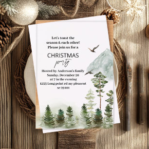 "Watercolor Winter Forest Deer Christmas Party   Acrylic Invitations