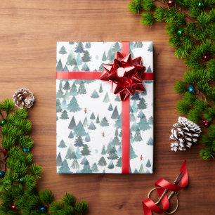Watercolor Winter Forest Holiday Wrapping Paper