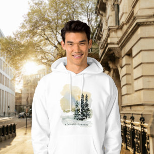 Watercolor Winter Forest Hoodie   Unisex Evergreen