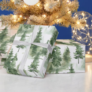 Watercolor Winter Forest Pattern  Wrapping Paper