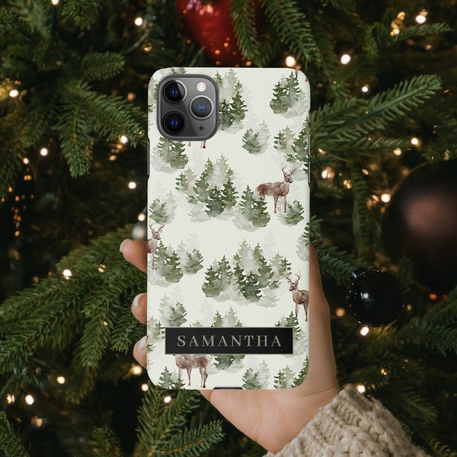 Watercolor Winter Forest Seamless Pattern iPhone Case (Creator Uploaded)