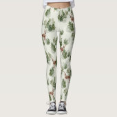 Watercolor Winter Forest Seamless Pattern Leggings (Front)