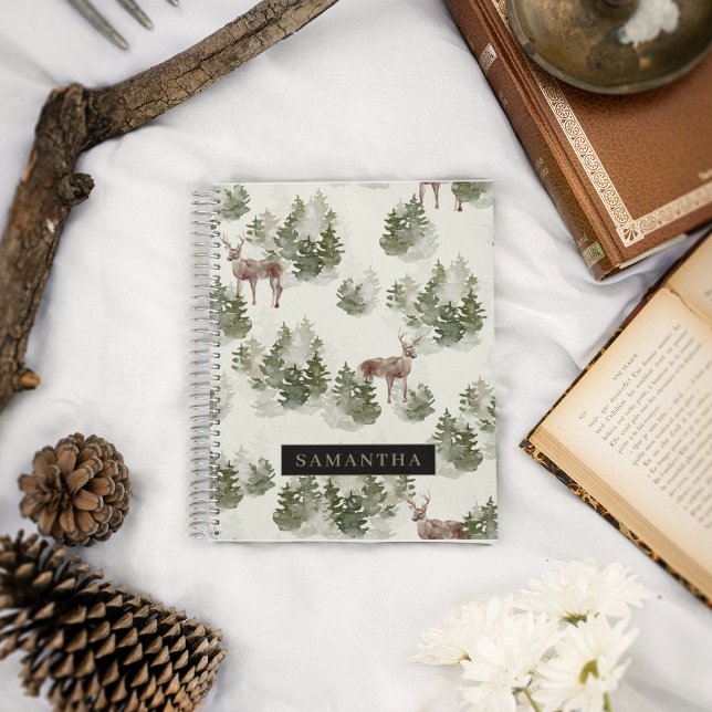 Watercolor Winter Forest Seamless Pattern Notebook (Creator Uploaded)