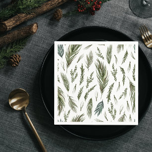 Watercolor Winter Green Seamless Pattern  Napkin