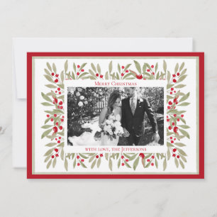 Watercolor Winter Greenery Frame Christmas Card