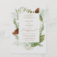 watercolor winter greenery postponed Wedding