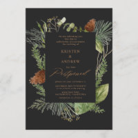 watercolor winter greenery postponed Wedding