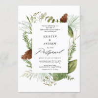 watercolor winter greenery postponed Wedding