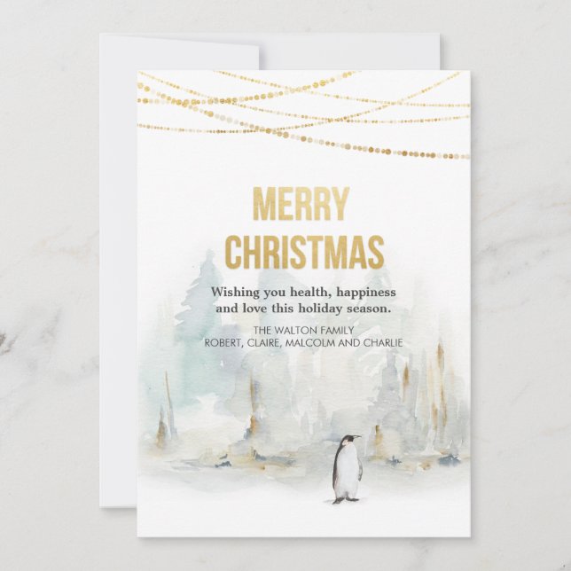 Watercolor Winter Holiday Christmas Greeting Card (Front)