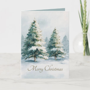 Watercolor Winter Landscape Christmas Card
