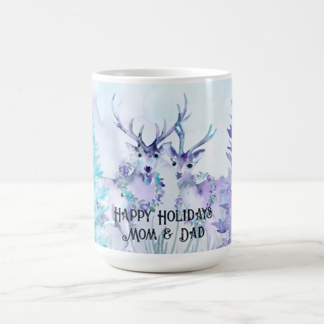 Watercolor Winter Landscape Happy Holidays Coffee Mug (Center)