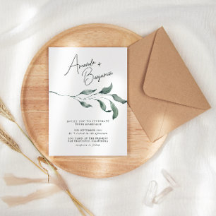Watercolor Winter Leaves Flower Wedding Party Invitation