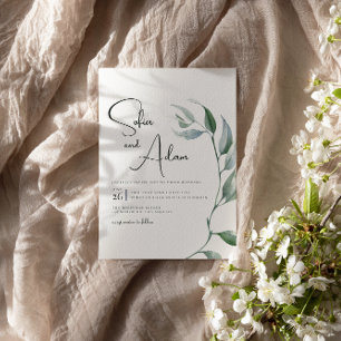 Watercolor Winter Leaves Wedding Party Invitation