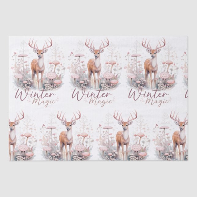 Watercolor Winter Magic Deer  Tissue Paper (Front)