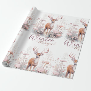 Watercolor Winter Magic Deer  Wrapping Paper