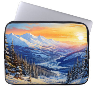 watercolor winter morning laptop sleeves