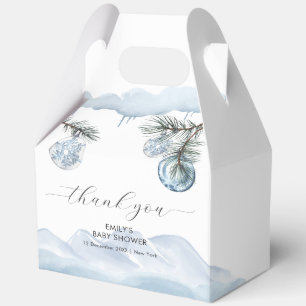 Watercolor Winter Mountain Snowflake Baby Shower  Favour Box