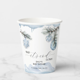 Watercolor Winter Mountain Snowflake Baby Shower  Paper Cups