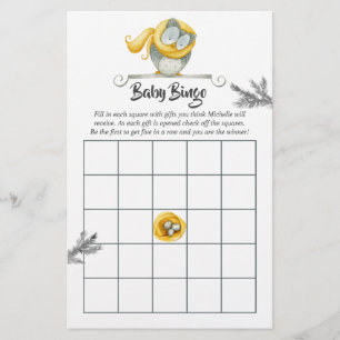 Watercolor Winter Owl Christmas Baby Shower Bingo
