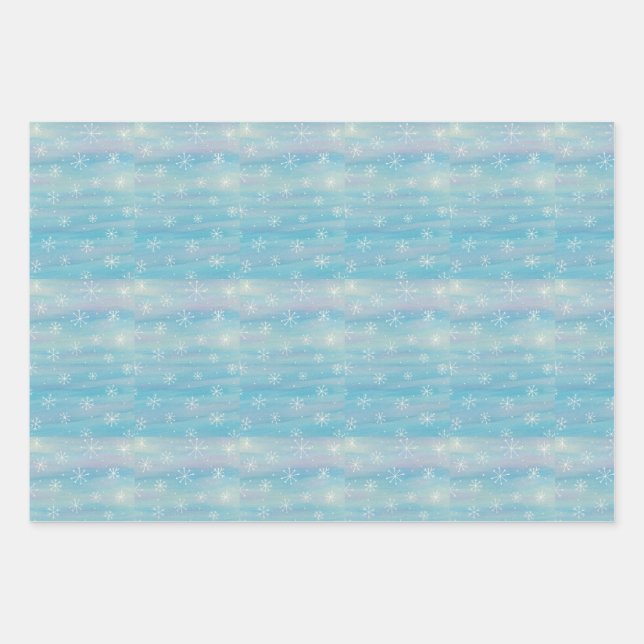 Watercolor Winter Pattern Wrapping Paper Sheet (Front)