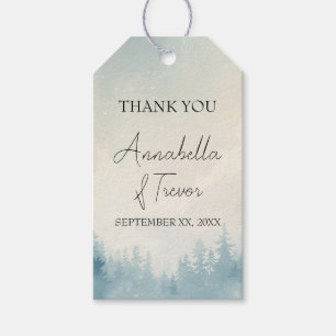 Watercolor Winter Pine Forest Custom Name Gift Tags