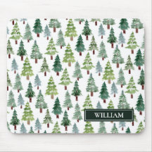Watercolor Winter Pine Forest Personalised  