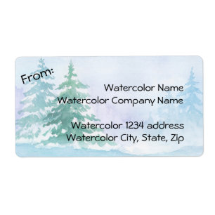 Watercolor Winter Pine Trees Address