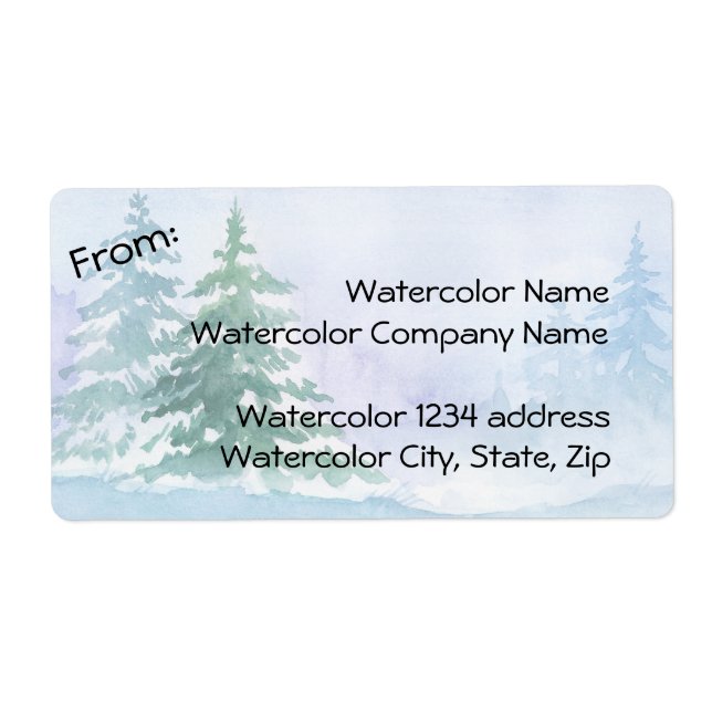 Watercolor Winter Pine Trees Address (Front)