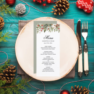 Watercolor Winter Poinsettia &  Green Pine Tree  Menu
