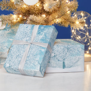 Watercolor Winter Snow Frost Forest Trees Wrapping Paper